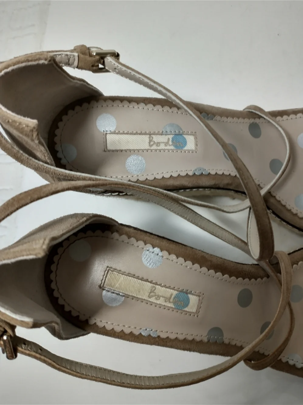 Boden Women's Strappy Suede Espadrille Wedge‎ Taupe Size 10.5, UK 42